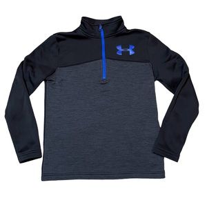 Under Armour youth medium ymd quarter zip pullover, black with blue details.